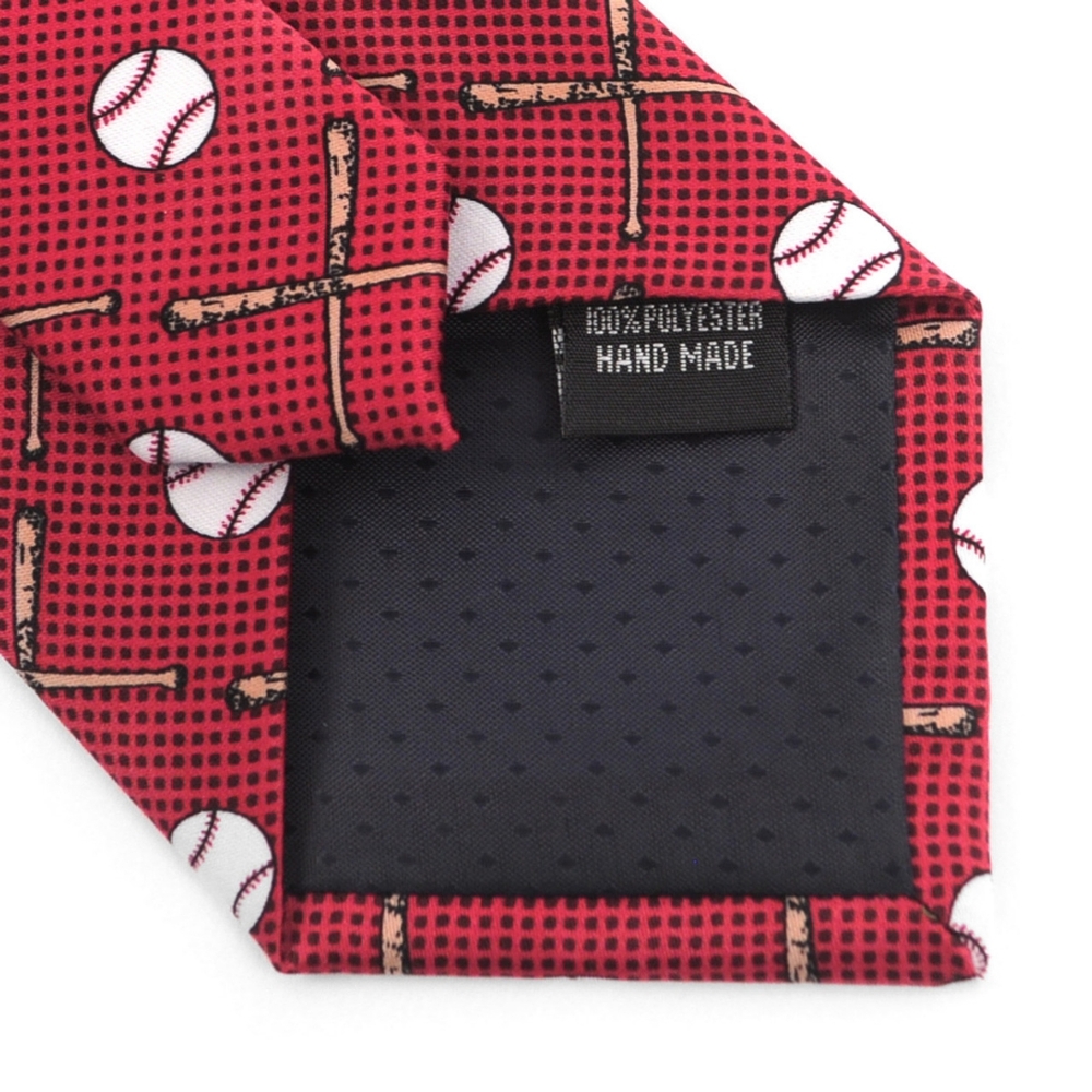 Red Baseball Pattern Tie - Picture 5 of 5